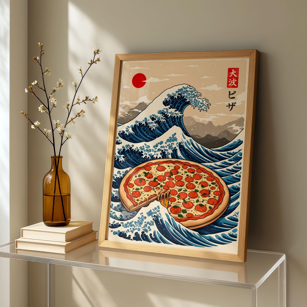 Japanese Lifestyle And Food - Japanese Great Wave Burger Art Print