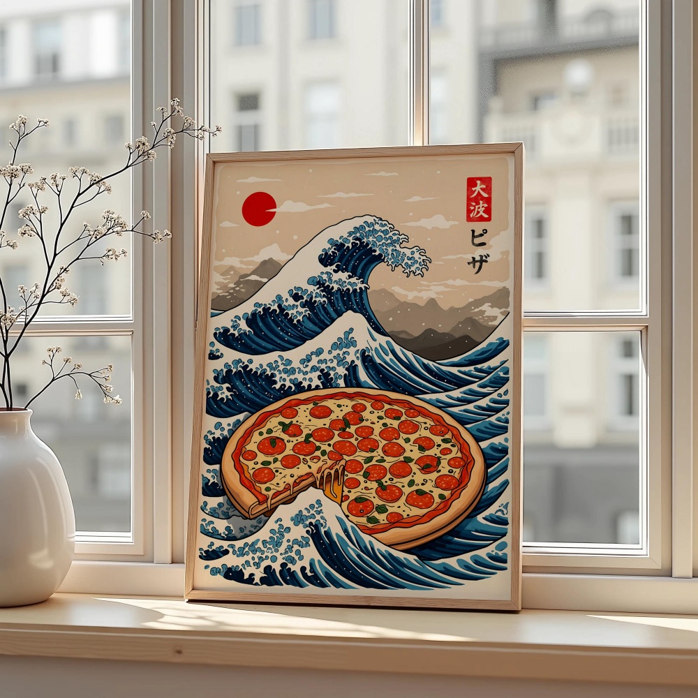 Japanese Pizza Wave Art Print  - đánh giá và giá Japanese Lifestyle And Food