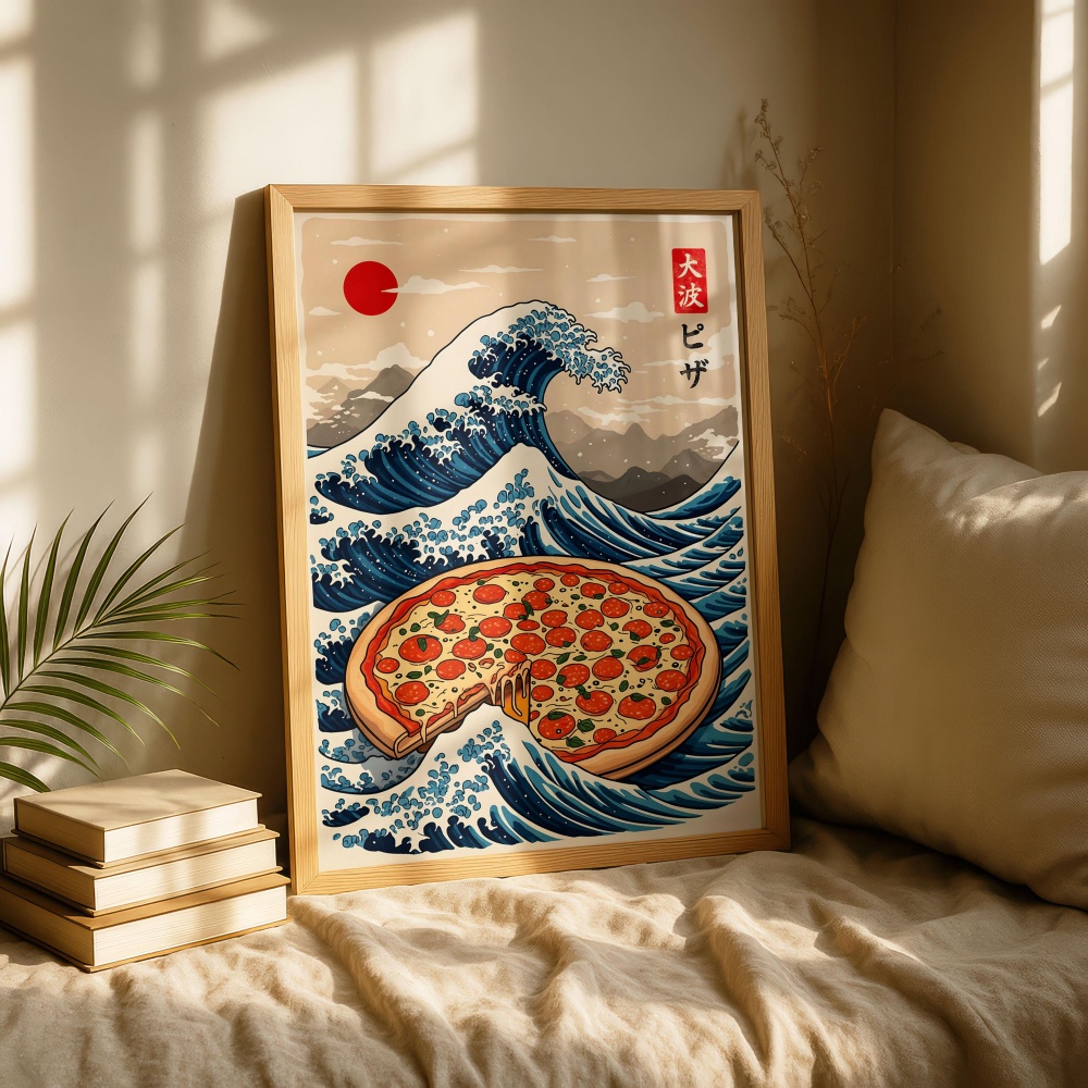 Japanese Pizza Wave Art Print  - đánh giá và giá Japanese Lifestyle And Food