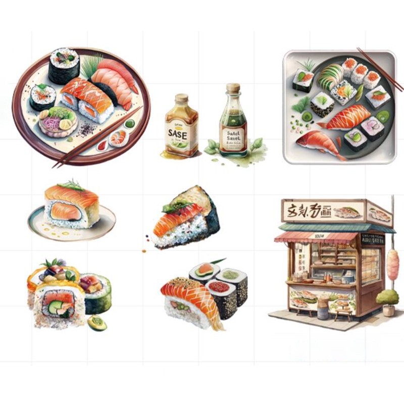 Japanese Food Sushi Sticker 3D - đánh giá và giá Japanese Lifestyle And Food